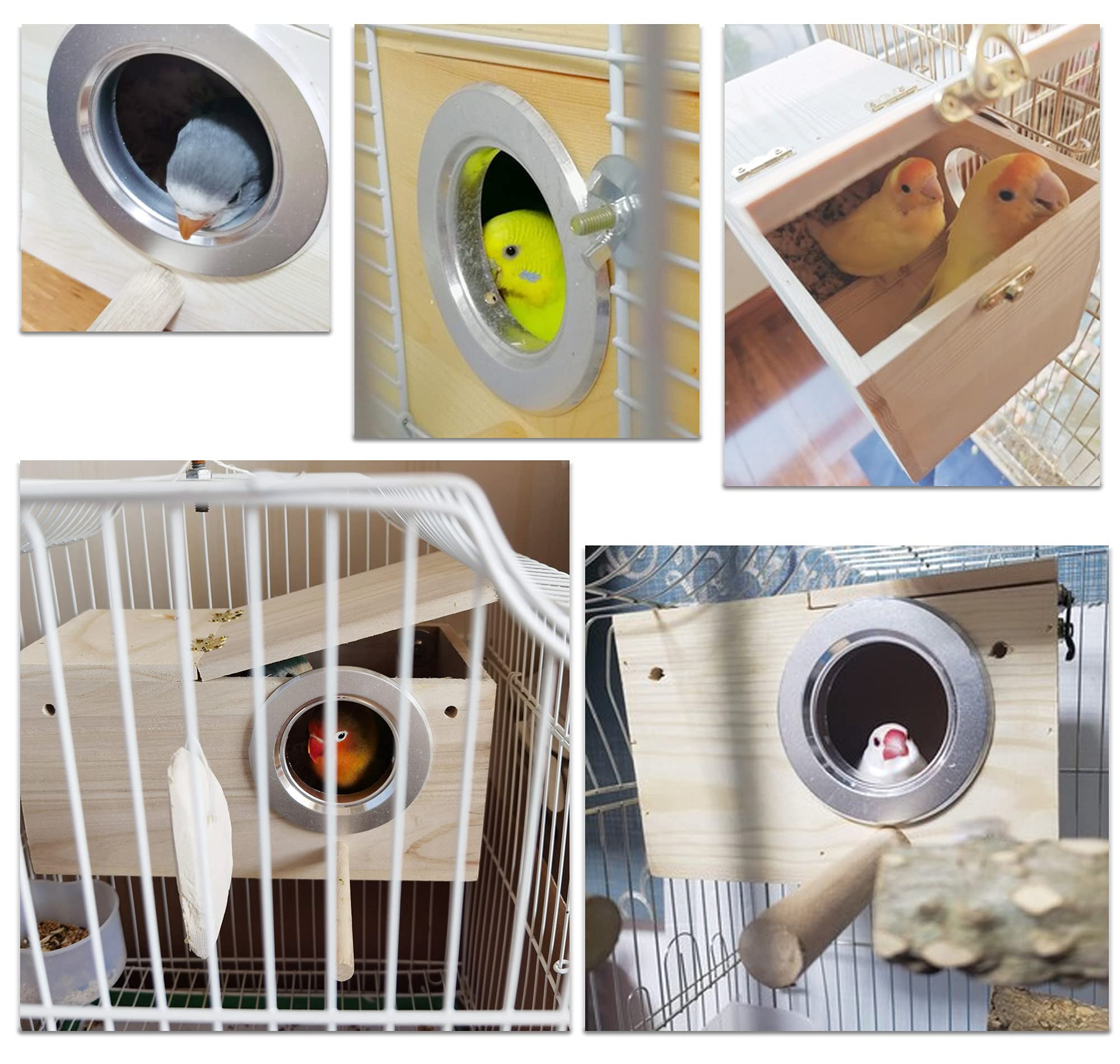 Jslzf Bird Nest, Parakeet Nest Box, Bird Breeding Box With Perch, Wood Budgie Nest Box For Bird, Parrot, Lovebirds, Parrotlet, F